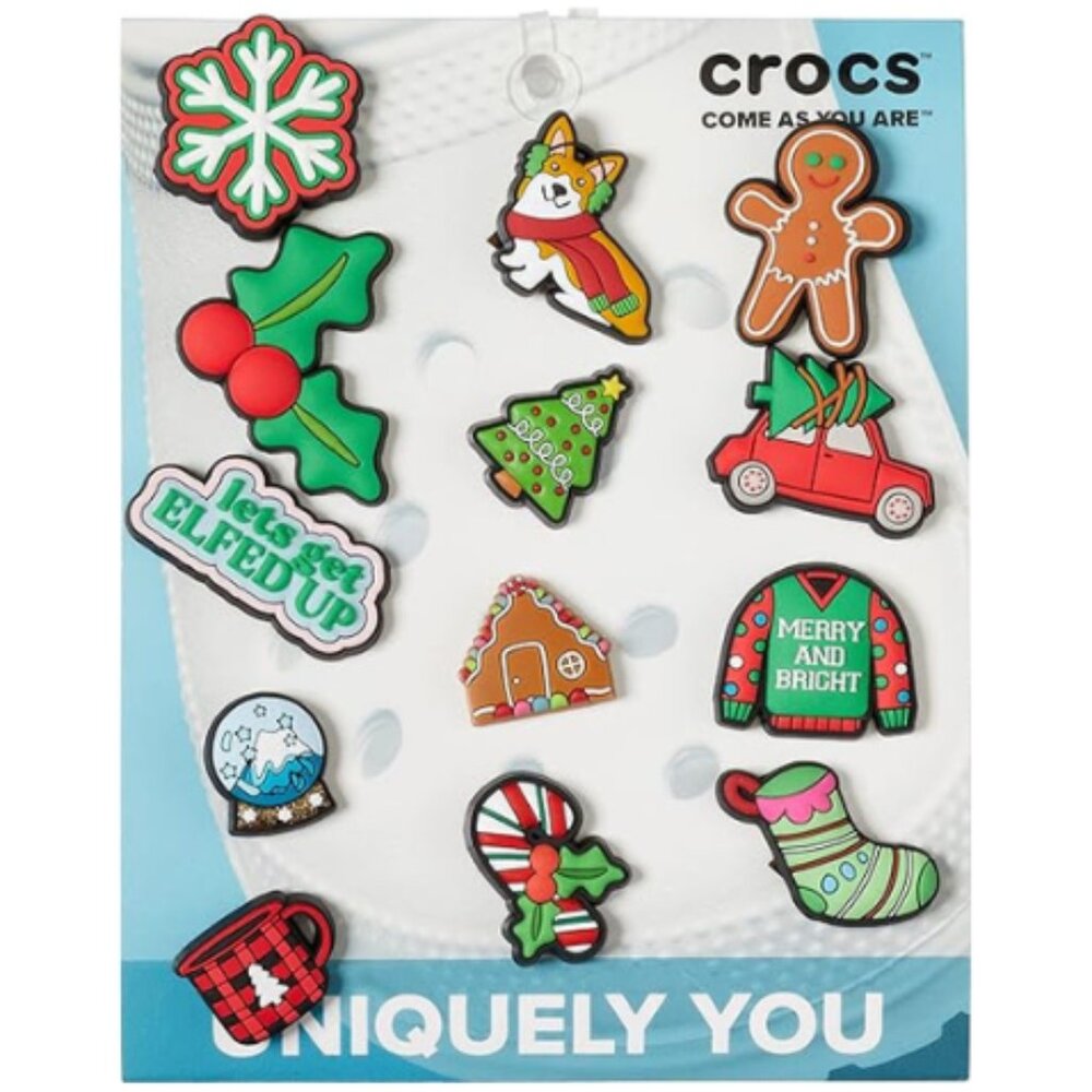 13 Crocs Jibbitz Shoe Charms, Christmas & Winter Holidays Collection Multi Pack